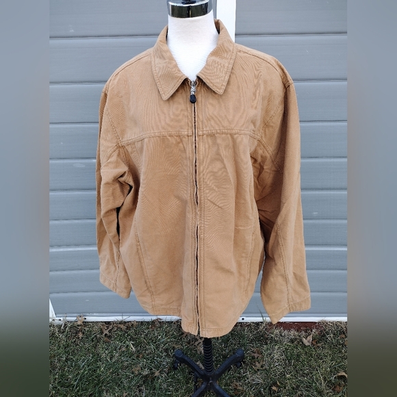 LL Bean Canvas Shirt Jacket Mens XL TallTan Brown Shacket - Picture 1 of 8